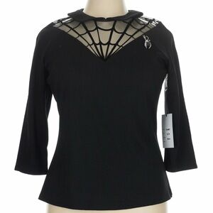 Unique Vintage Black Spider Web Blouse